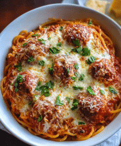 Baked Spaghetti and Meatballs