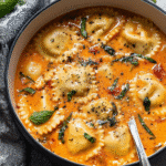 Creamy Tuscan Ravioli Soup