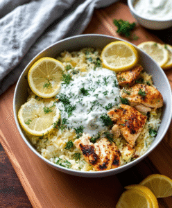 Dump-and-Bake Chicken Tzatziki Casserole