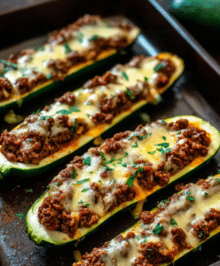 Easy Ground Beef Zucchini Boats