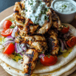 Greek Chicken Gyros with Lemon-Herb Marinade and Tzatziki