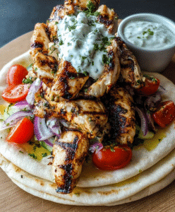 Greek Chicken Gyros with Lemon-Herb Marinade and Tzatziki