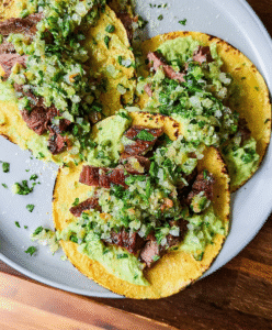 Grilled Steak Tacos with Avocado Salsa