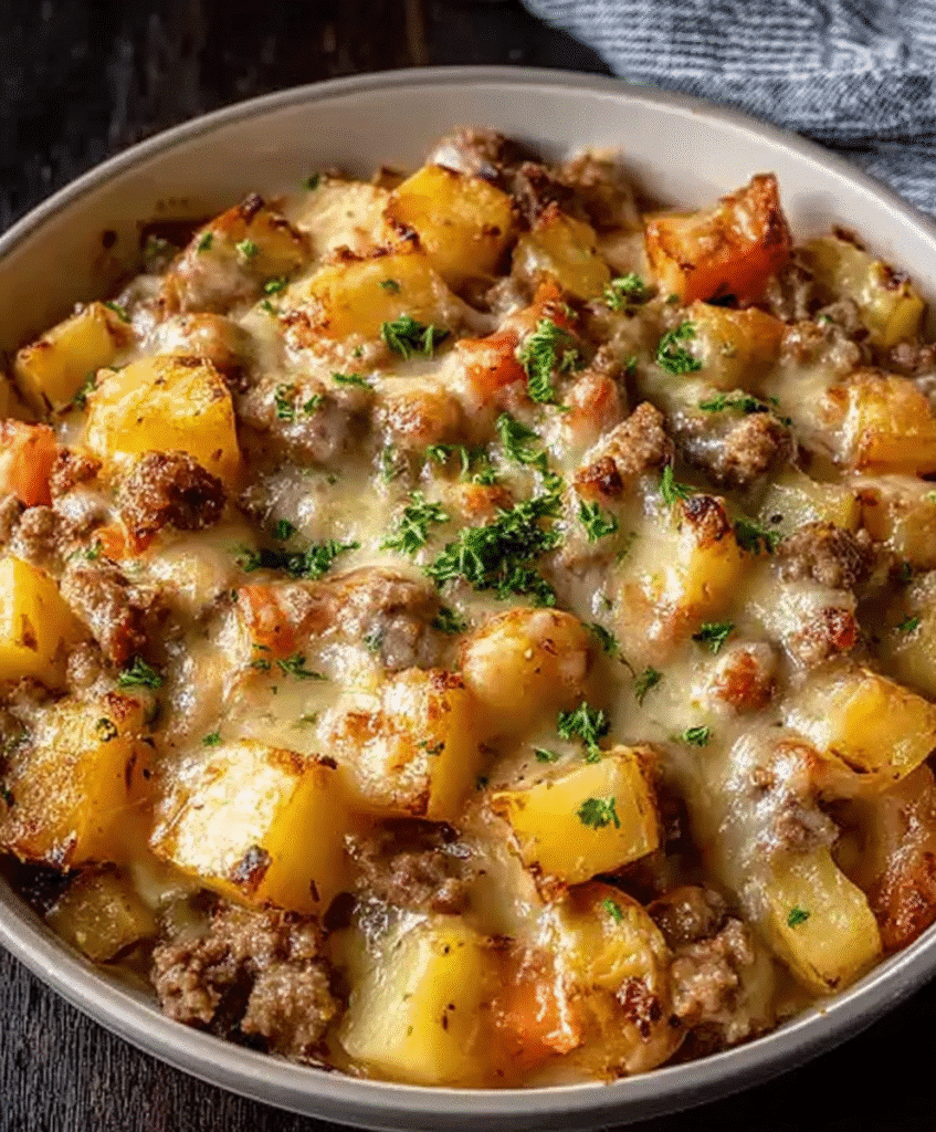 One-Pan Cheesy Meat & Potato Skillet