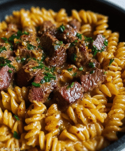 One-Pot Creamy Spicy Garlic Butter Steak & Pasta