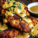 Pretzel Chicken with Mustard-Cheddar Sauce