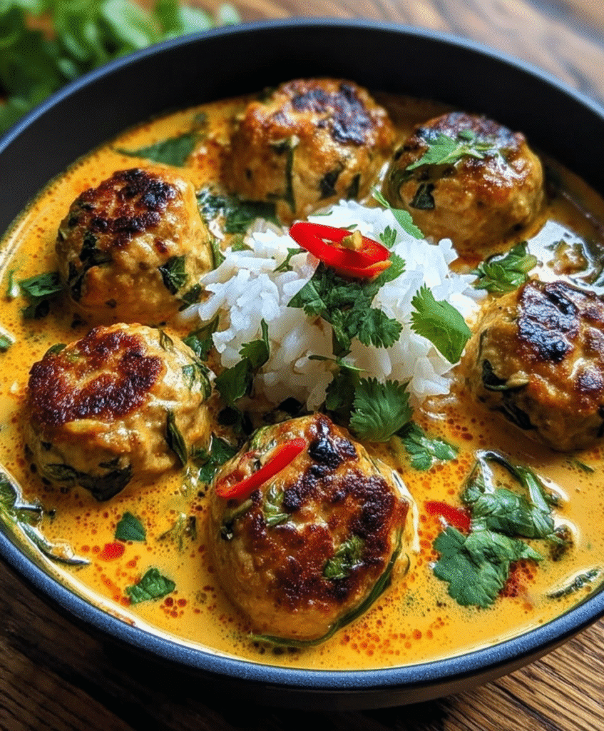 Thai Chicken Meatballs in Coconut Curry
