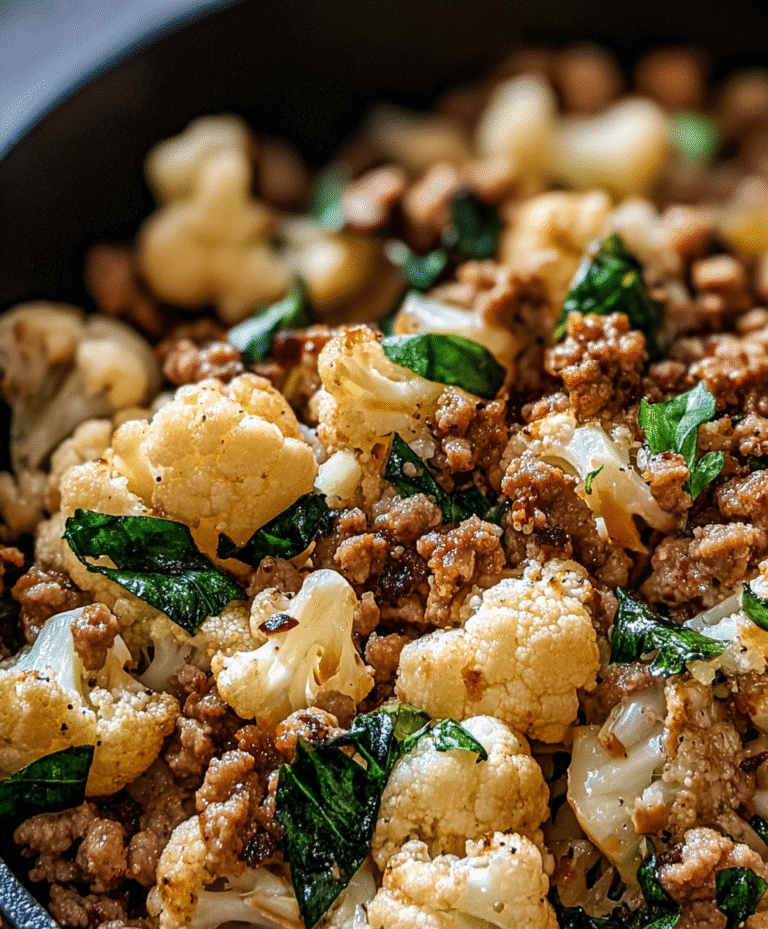 Garlic Butter Ground Turkey with Cauliflower Skillet