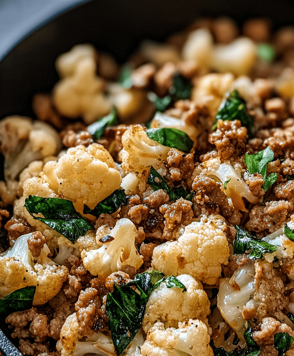 Garlic Butter Ground Turkey with Cauliflower Skillet