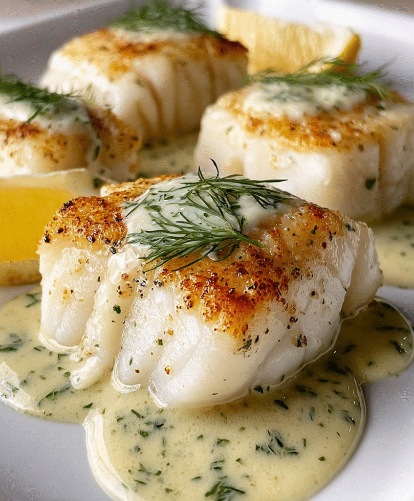 Baked Cod with Lemon-Dill Sauce