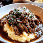 Tender Short Rib Ragu Over Silky Parmesan Mashed Potatoes