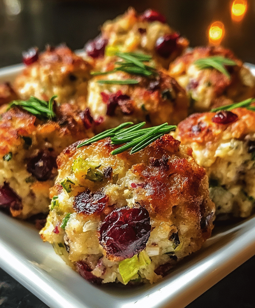 Festive Cranberry Turkey Stuffing Balls