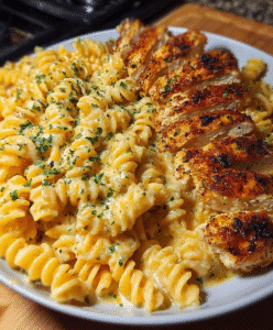 Mozzarella Chicken Rotini in Cajun Parmesan Cream
