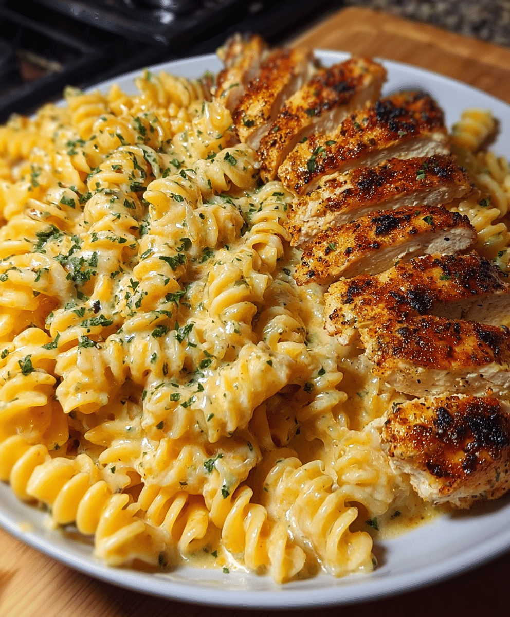 Mozzarella Chicken Rotini in Cajun Parmesan Cream