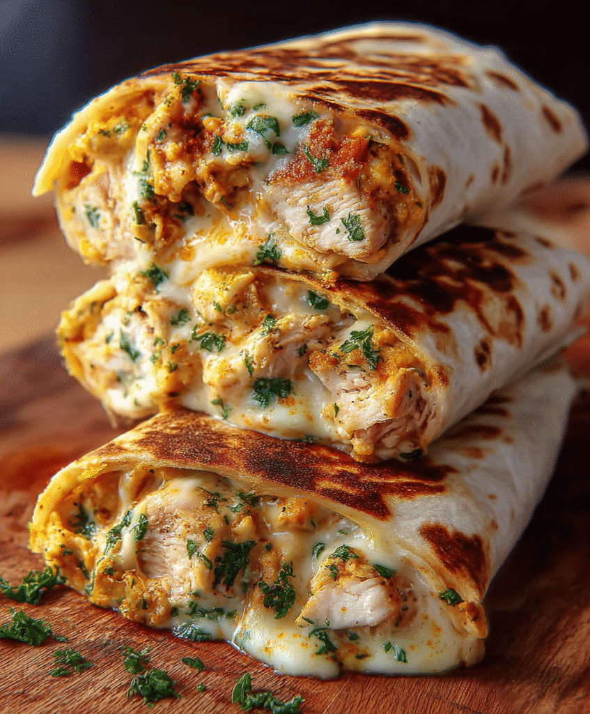 Ooey-Gooey Cheesy Garlic Chicken Wraps You’ll Devour