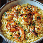 Shrimp Orzo In Lemon Garlic Sauce