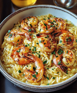 Shrimp Orzo In Lemon Garlic Sauce