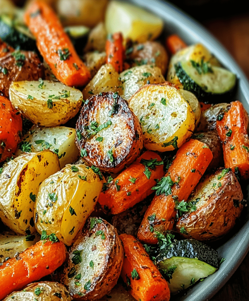 Garlic Herb Roasted Potatoes, Carrots, and Zucchini