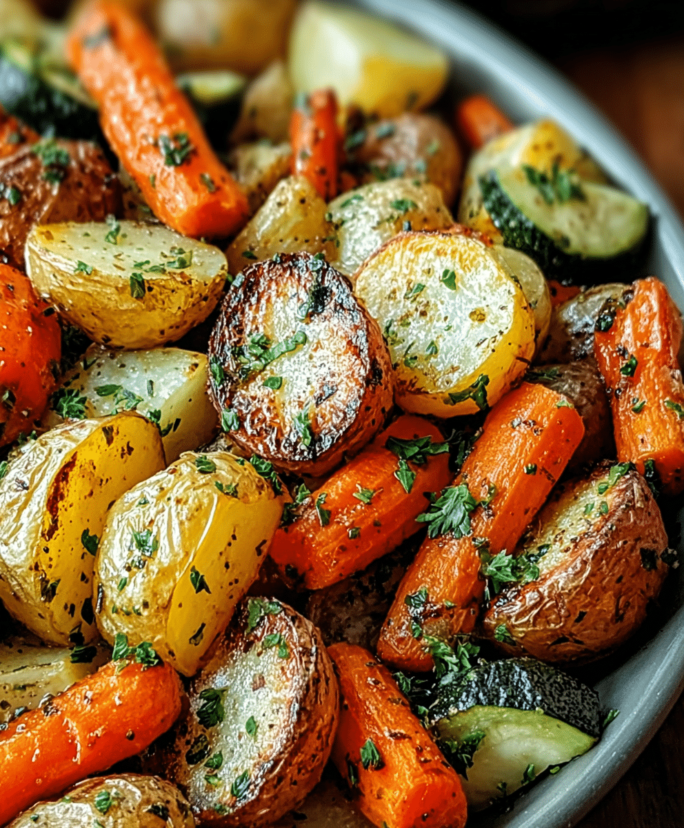 Garlic Herb Roasted Potatoes, Carrots, and Zucchini