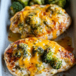 Baked Chicken Breasts with Creamy Cheddar and Broccoli Topping