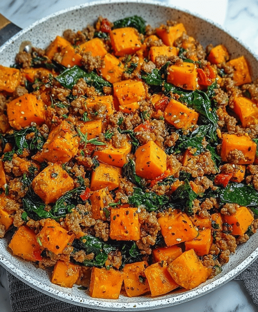 Ground Turkey and Sweet Potato Skillet Delight