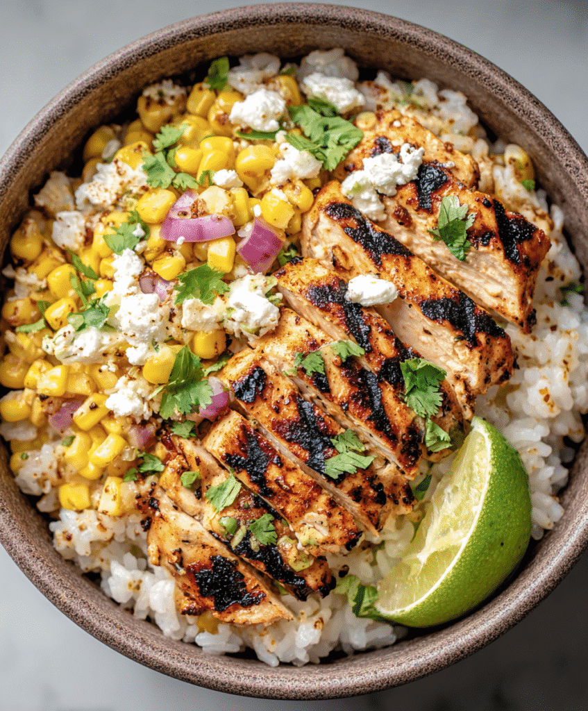 Street Corn Chicken Rice Bowl