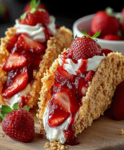 Strawberry Crunch Cheesecake Tacos