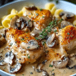Savory Chicken in a Creamy Asiago Mushroom Sauce
