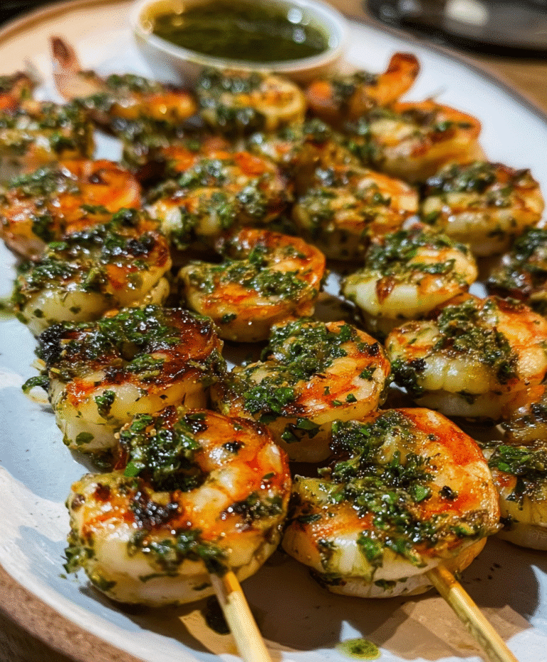 Grilled Chimichurri Shrimp Skewers