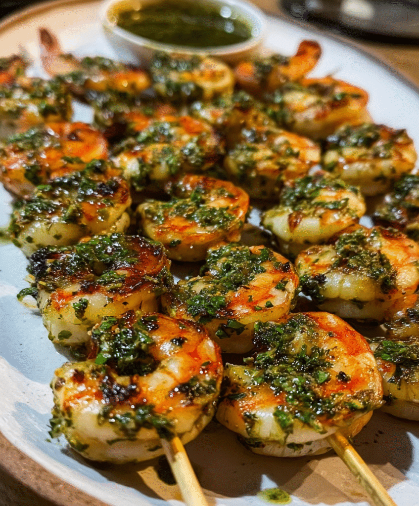 Grilled Chimichurri Shrimp Skewers
