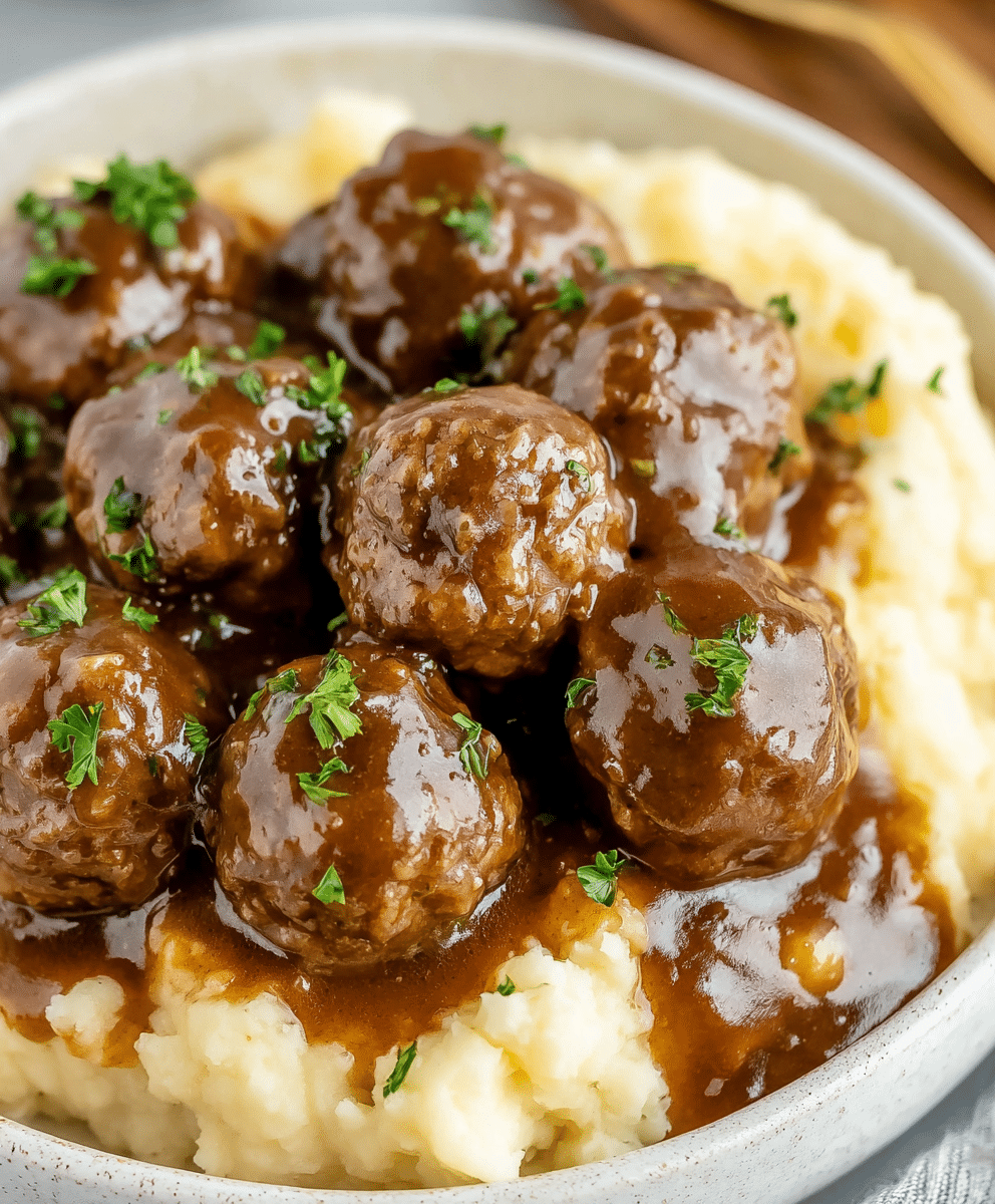 Tasty Slow Cooker Salisbury Steak Meatballs Recipe
