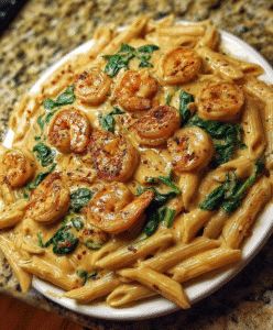 Creamy Cajun Shrimp and Spinach Penne