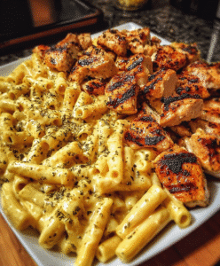 Cheesy Velveeta Chicken Penne in Garlic Butter Parmesan Sauce