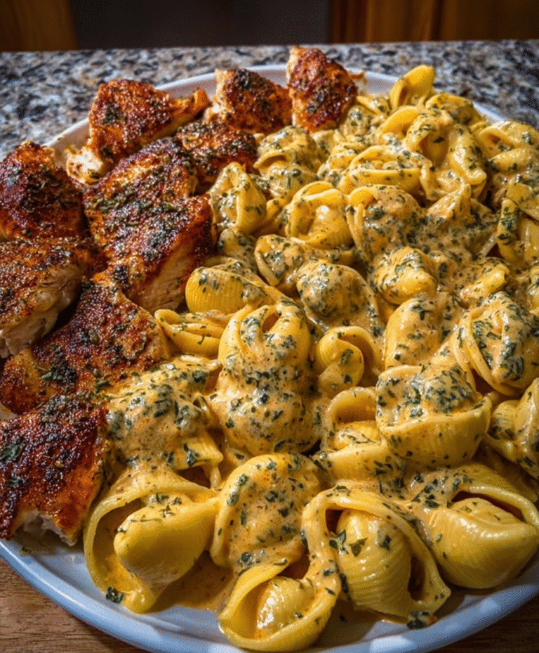 Garlic Cajun Chicken Shells in Velveeta Cream Sauce
