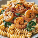 Creamy Sun-Dried Tomato Shrimp with Spinach Pasta