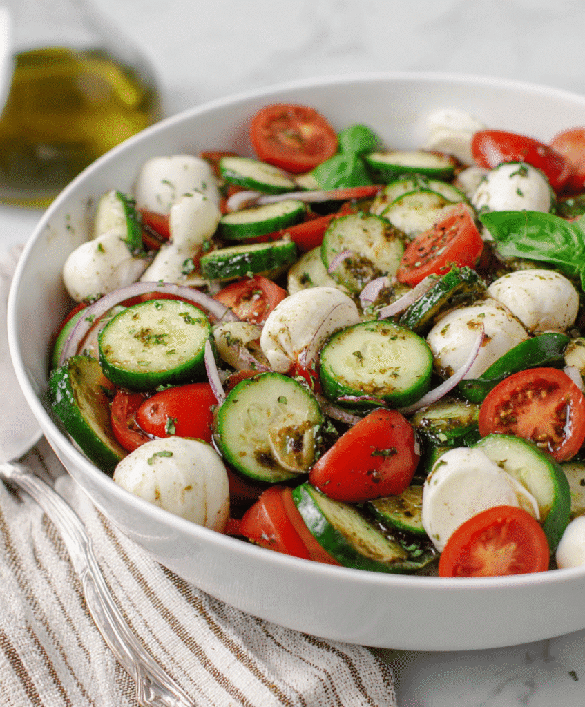 Easy Cucumber Caprese Salad