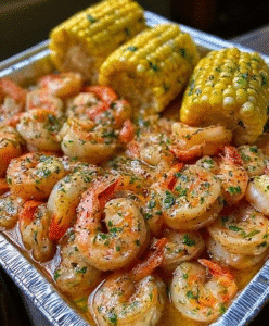 Garlic Butter Baked Shrimp with Corn