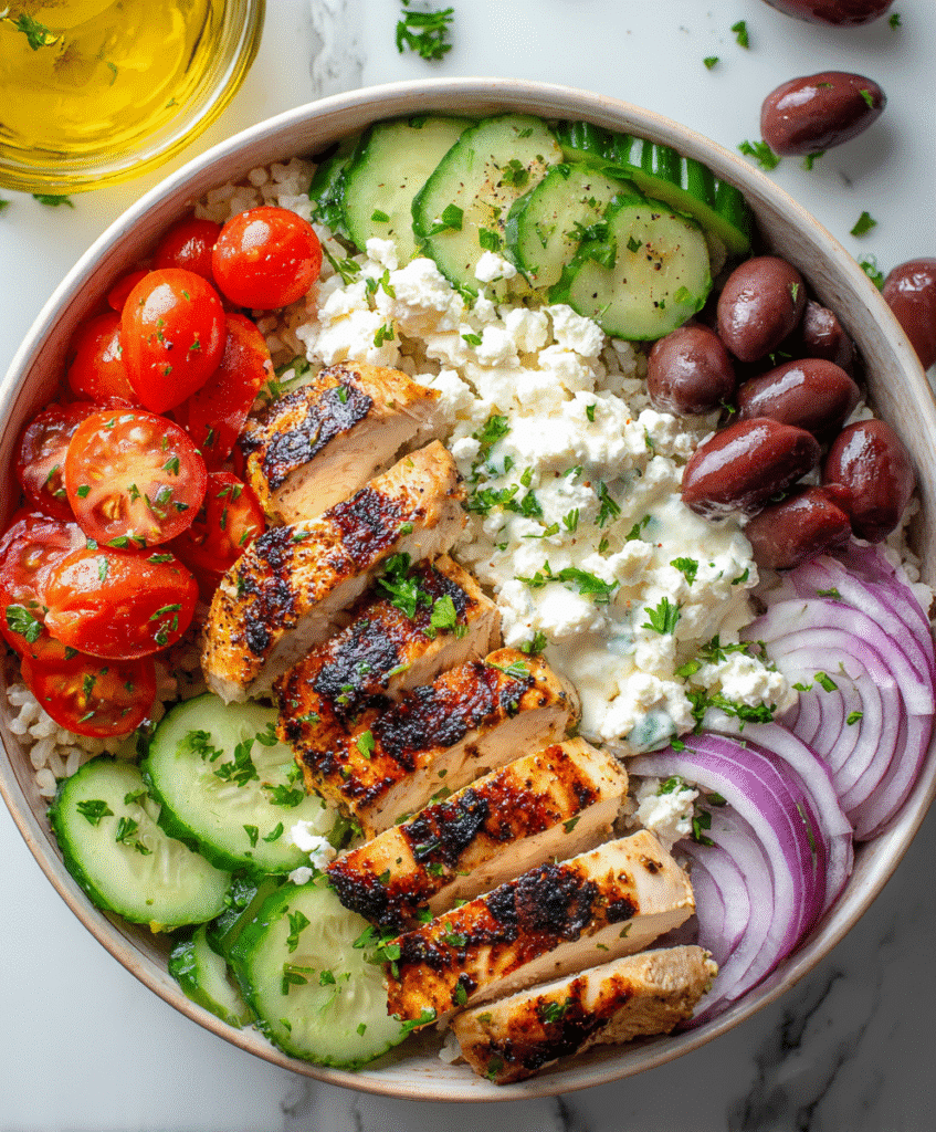 Greek Chicken Cottage Cheese Bowl