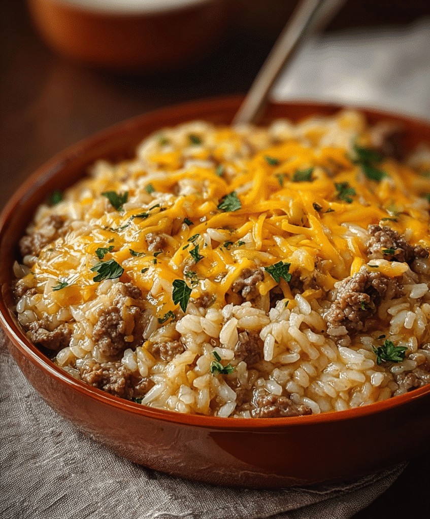 Cheesy Hamburger Rice Casserole