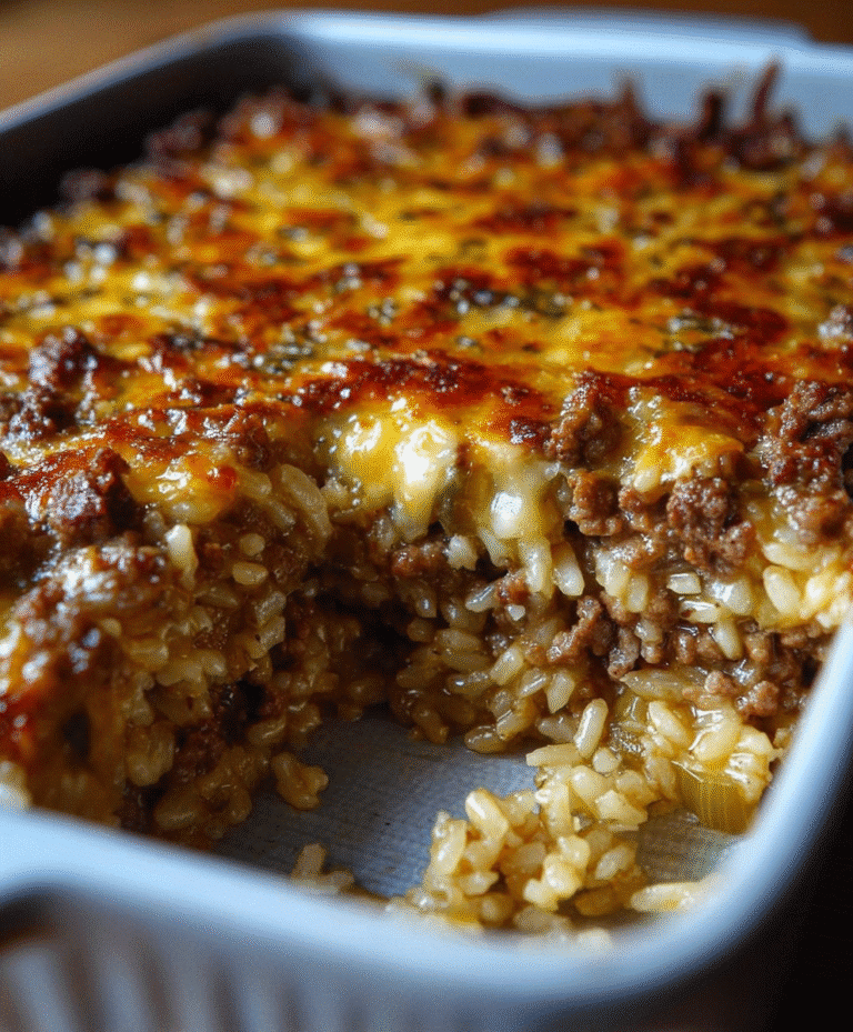 5-Ingredient French Onion Ground Beef and Rice Casserole