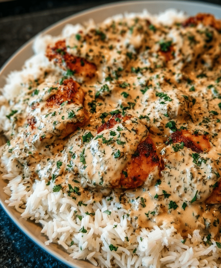 Creamy Smothered Chicken and Rice
