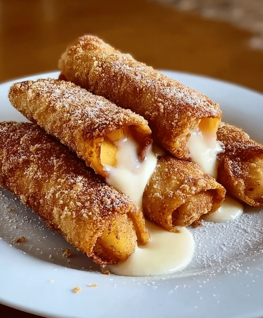 Peach Cobbler Egg Rolls Recipe