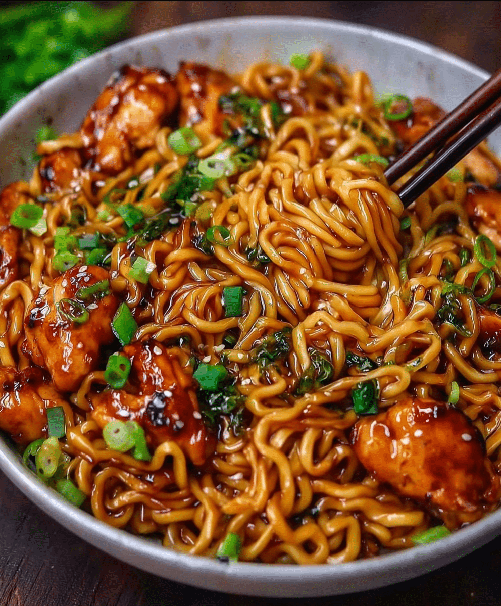 Sticky Garlic Chicken Noodles