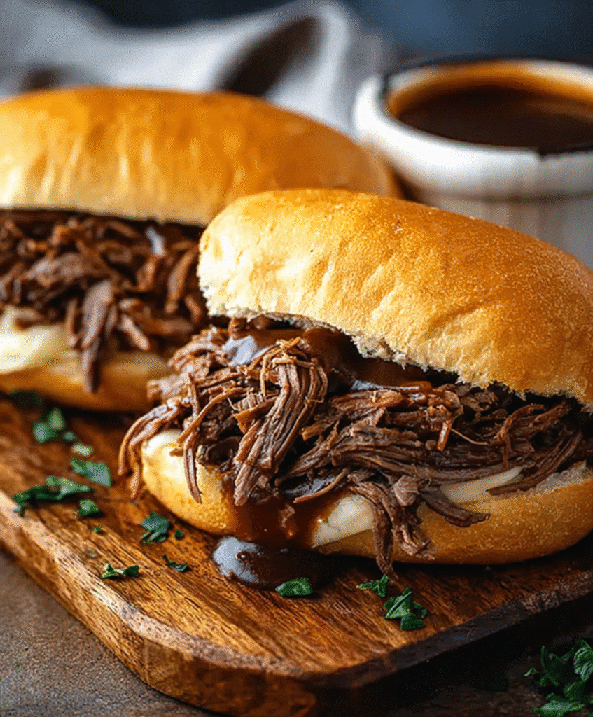 Crockpot French Dip Sandwiches
