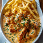 Creamy Garlic Butter Chicken with Golden Fries