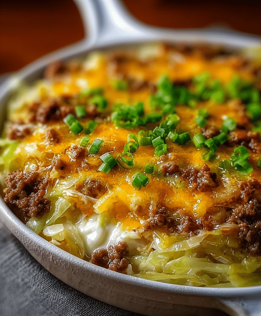 Creamed Cabbage and Ground Beef Casserole