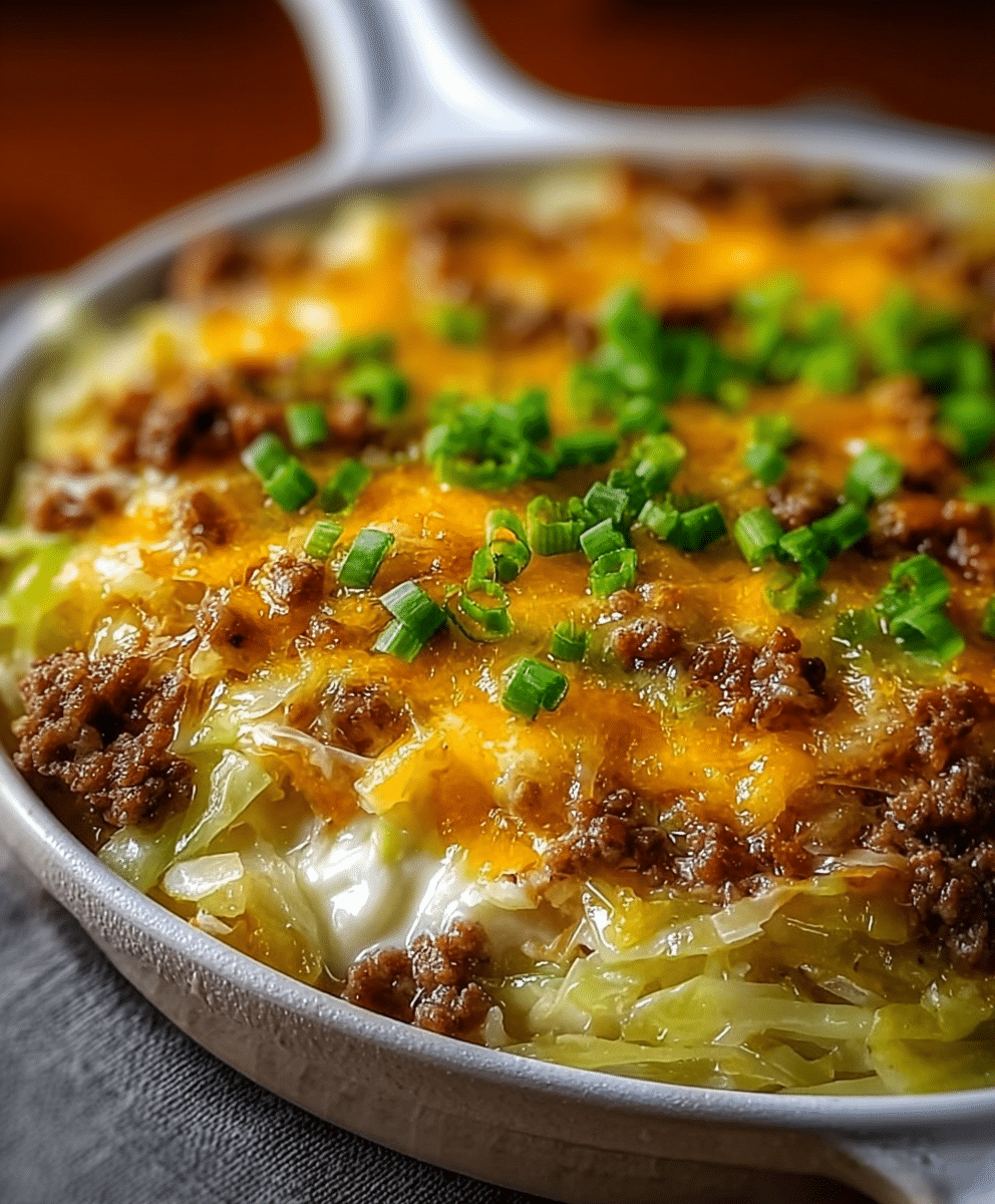 Creamed Cabbage and Ground Beef Casserole