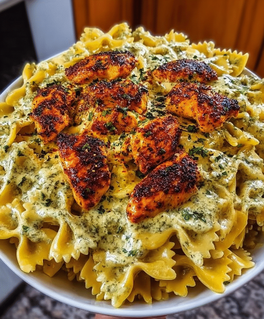 Cheesy Garlic Butter Chicken Bowties in Cajun Mozzarella Cream