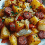 Fried Potatoes with Onions and Smoked Polish Sausage