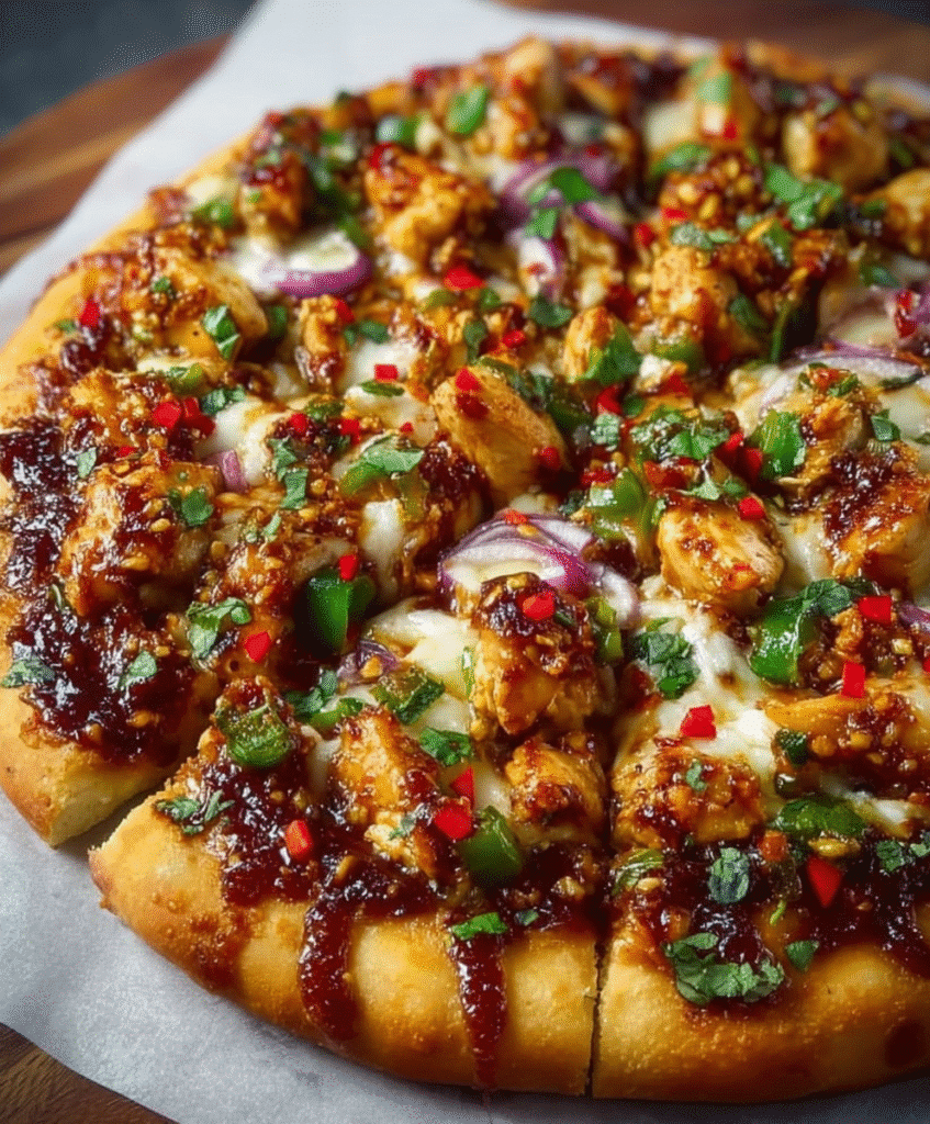 Chili Garlic Chicken Pizza